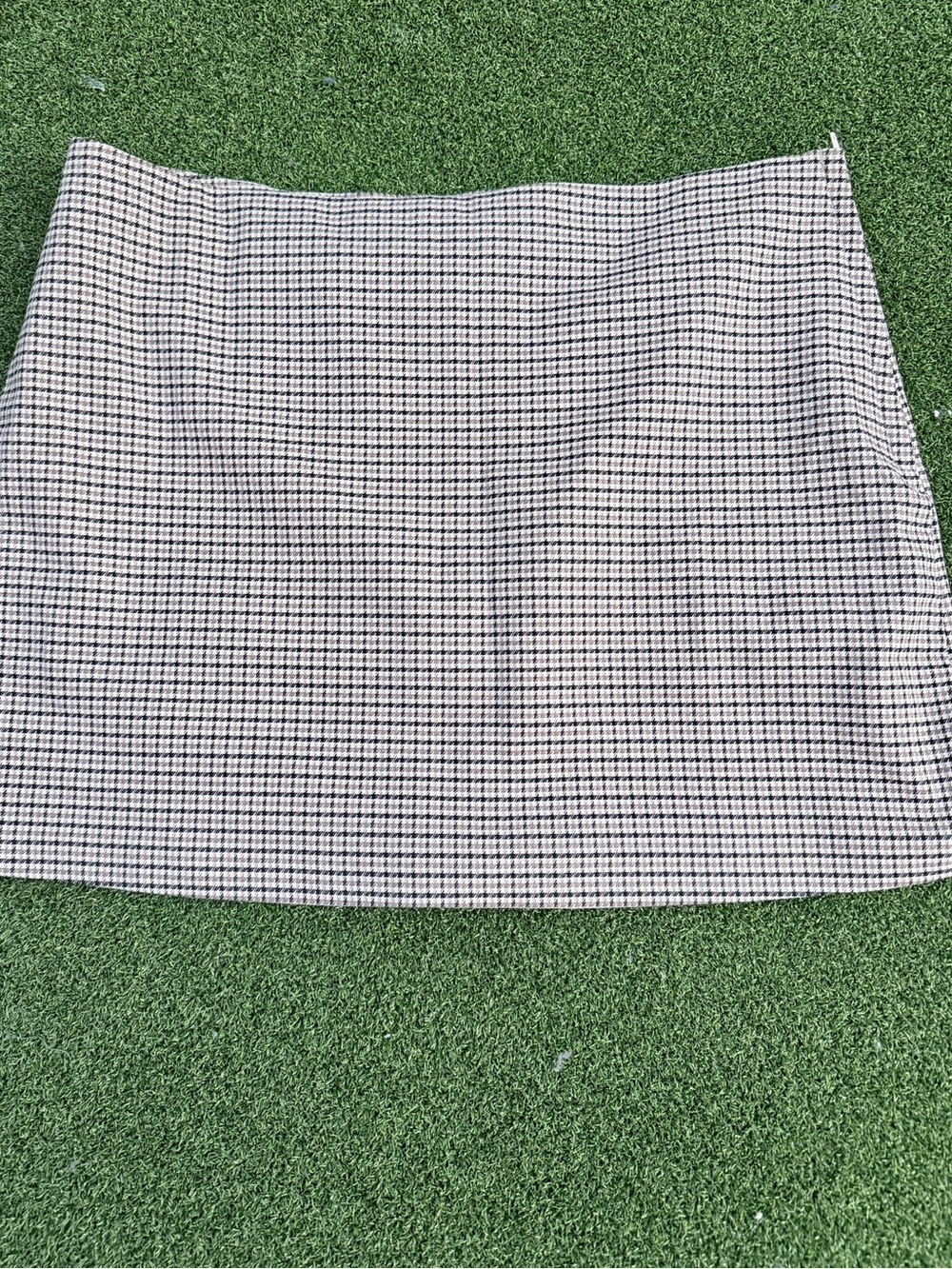 NWT H&M Plaid Houndstooth Tweed Mini Skirt Size 12 High Waist Side Zip